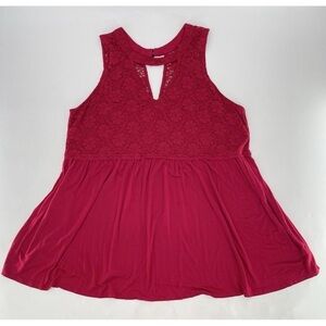 Torrid Burgundy Sleeveless Lace Top